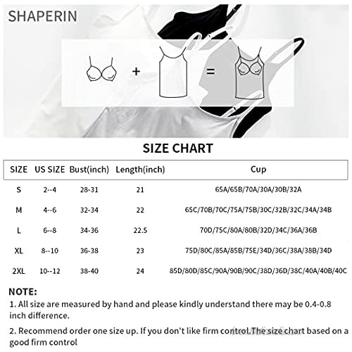 SHAPERIN Women's Camisole with Shelf Bra Adujustable Spaghetti Strap Tank Top Undershirts