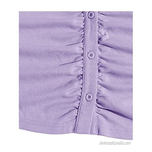 SweatyRocks Women's Button Front Rib Knit Crop Tank Top Sleeveless Collar Vest