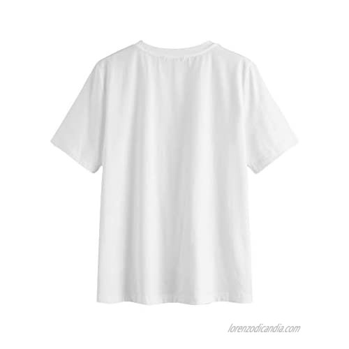 SweatyRocks Women's Cute Graphic T-Shirts Crewneck Short Sleeve Casual Gesture Print Tee Tops