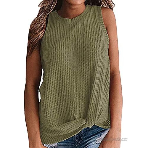 Zando Womens Sleeveless Tank Tops Casual Knit Top Twist Knot Tops Basic Summer Shirts Cute Lady Tops Camisole for Women