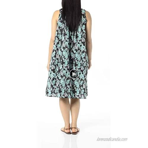 AmeriMark Women’s Sleeveless Print Sun Dress with Side Pocket