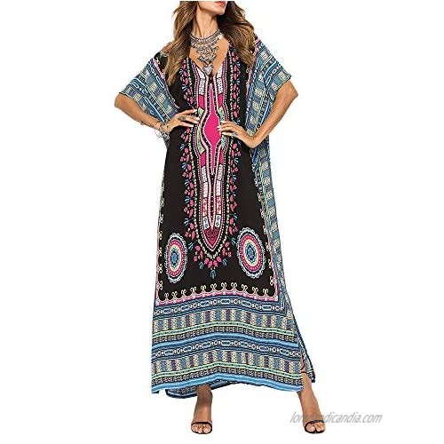 blgito Kaftan Dresses for Women Plus Size Maxi Dress Long Beach Cover Up Tunic…