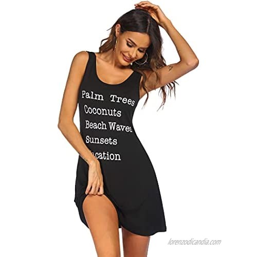 Hotouch Women Summer Casual V Neck T Shirt Dresses Beach Cover Up Tank Dress