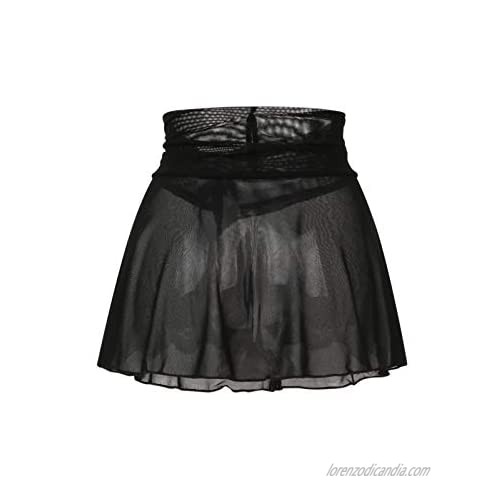 KnniMorning TEES Women's Sheer Mesh Mini Skirts See-Through High Waist Solid Skater Skirt Beach Cover-ups