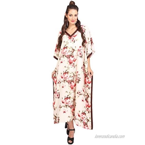 Miss Lavish London Ladies Kaftans Kimono Maxi Style Dresses Suiting Teens to Adult Women in Regular to Plus Size (US 20-24  116-Cream)