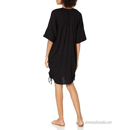 Seafolly Women's Textured Cotton Swimsuit Cover Up Dress with Shirred Sides