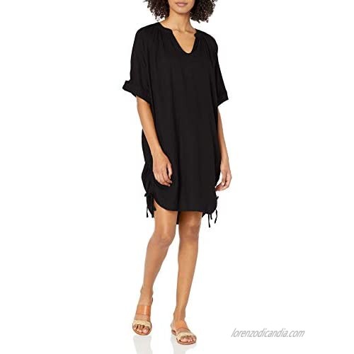 Seafolly Women's Textured Cotton Swimsuit Cover Up Dress with Shirred Sides