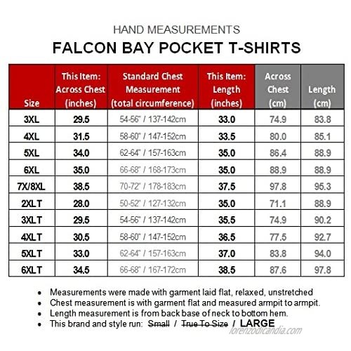 Falcon Bay Big & Tall Men's 100% Cotton Pocket T-Shirt