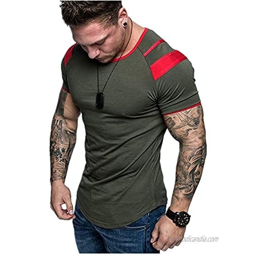 kaimimei Men's Athletic T Shirts Fashion Bodybuilding Workout Short Sleeve Tee Shirts Basic Summer Casual Solid T Shirts