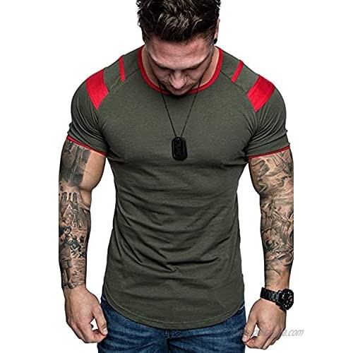 kaimimei Men's Athletic T Shirts Fashion Bodybuilding Workout Short Sleeve Tee Shirts Basic Summer Casual Solid T Shirts