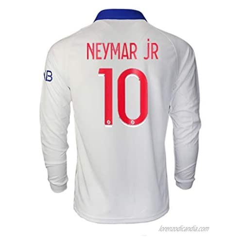 WDROSA Paris Away 2020-2021 Season #10 Neymar Mens Long Sleeve Soccer T-Shirts Jersey Color White (S-XL)