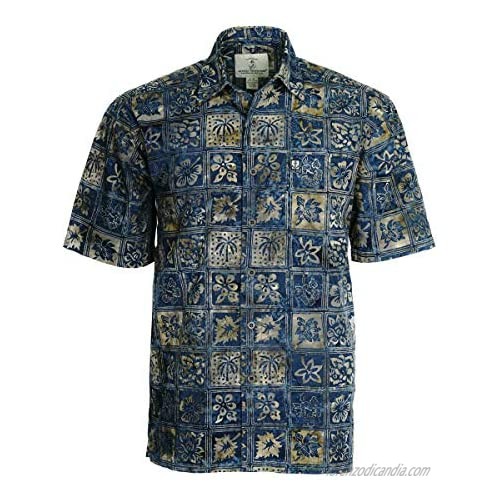 Artisan Outfitters Mens Catalina Island Batik Cotton Shirt (LT  Shoreline Blue) A0214-44-LT