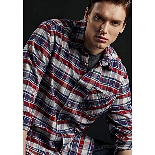 CQR Men's All Cotton Flannel Shirt Brushed Soft Casual Button Up Plaid Shirt Long Sleeve Outdoor Shirts