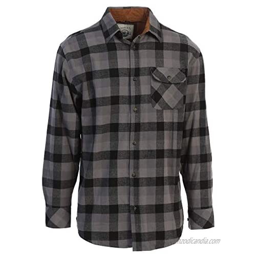 Gioberti Men's 100% Cotton Brushed Flannel Plaid Checkered Shirt with Corduroy Contrast