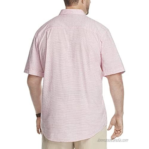 IZOD Men's Big & Tall Big Saltwater Dockside Chambray Short Sleeve Button Down Solid Shirt Claret Red XX-Large Tall
