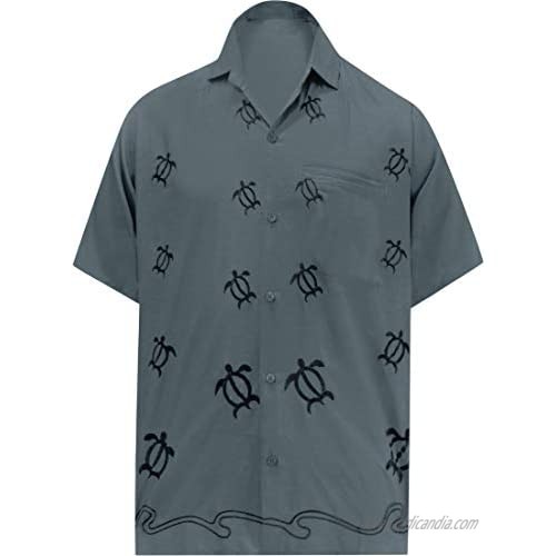 LA LEELA Men's Big and Tall Button Up Short Sleeve Hawaiian Shirt