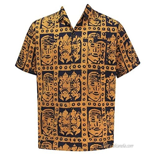 LA LEELA Men's Big and Tall Button Up Short Sleeve Hawaiian Shirt A