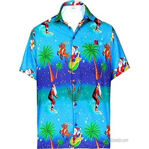 LA LEELA Men's Camp Beach Short Sleeve Casual Hawaiian Shirt