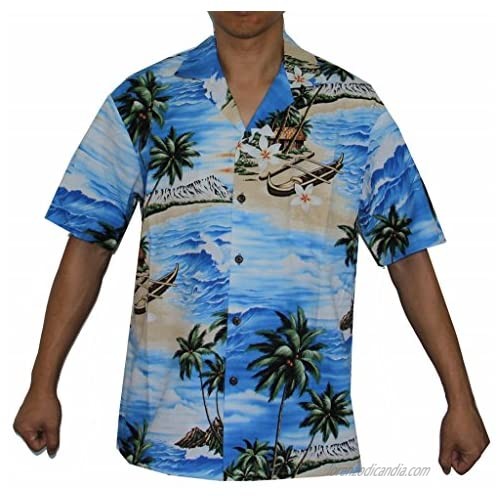 Men's Diamond Head Coconut Trees Hawaiin Cruise Luau Aloha Shirt