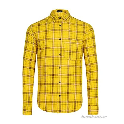 Men's Plaid Flannel Regular Fit Shirts Warm Button Down Long Sleeve Work Casual Shirt
