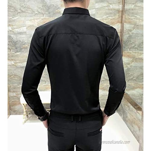 OUYE Men's Stylish Slim Fit Lace Sequins Casual Shirt