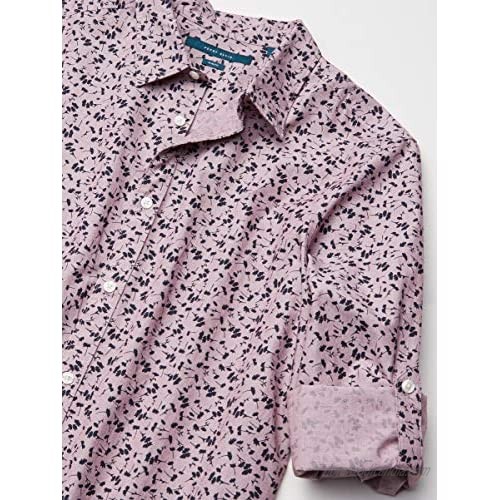 Perry Ellis Men's Floral End Untucked Roll Sleeve Button-Down Shirt