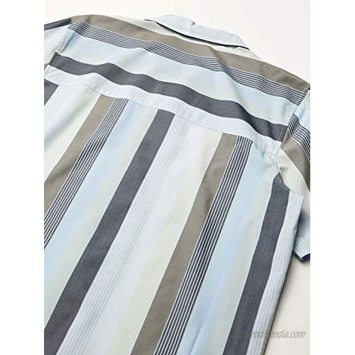 Perry Ellis Men's Wide Vertical Stripe Short Sleeve Button-Down Shirt