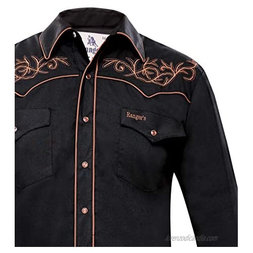 RANGER'S Men's Longhorn Embroidered Long Sleeve Snap Shirt