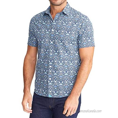 UNTUCKit Alverdi - Untucked Shirt for Men  Short Sleeve  Navy  X-Large  Regular Fit