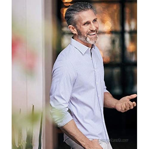 UNTUCKit Dalton - Untucked Shirt for Men Long Sleeve Wrinkle-Free Performance Pink Large Regular Fit