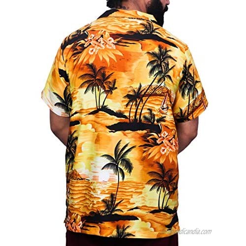 Virgin Crafts Hawaiian Shirt for Men Aloha Beach Yellow 4XL