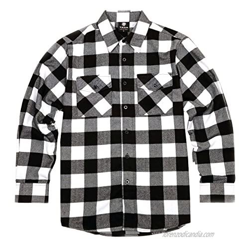 YAGO Men's Outdoor Long Sleeve Flannel Plaid Button Up Shirt
