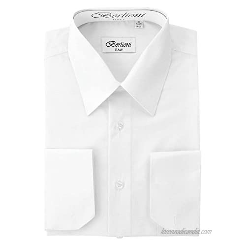 Berlioni Men's White Solid Dress Shirt