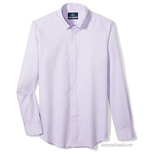 Brand - Buttoned Down Men's Tailored-Fit Button Collar Pinpoint Non-Iron Dress Shirt Purple 17.5 Neck 32 Sleeve