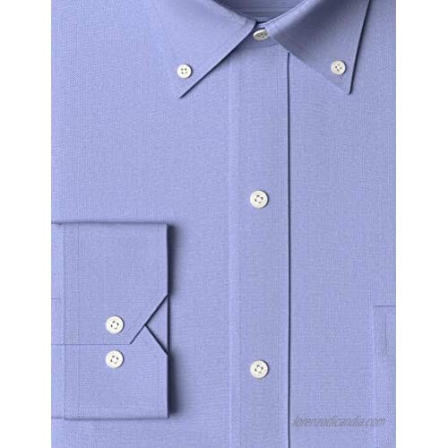 Brand - Buttoned Down Men's Tailored-Fit Button Collar Pinpoint Non-Iron Dress Shirt Blue 17.5 Neck 36 Sleeve