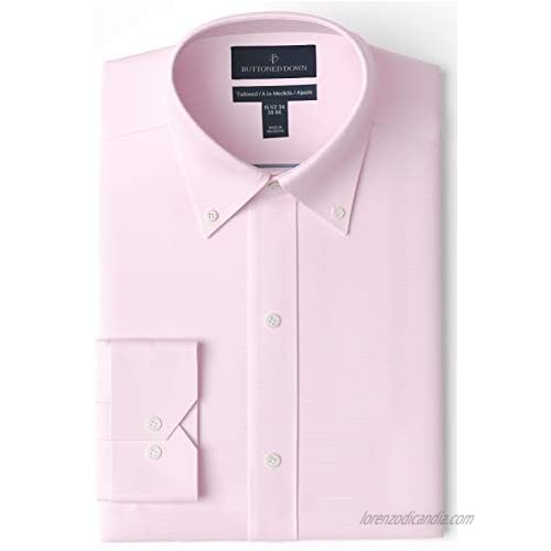 Brand - Buttoned Down Men's Tailored-Fit Button Collar Pinpoint Non-Iron Dress Shirt Light Pink 15 Neck 34 Sleeve