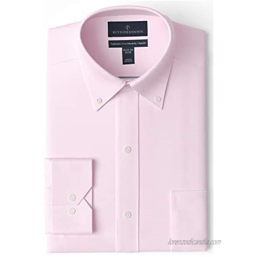  Brand - Buttoned Down Men's Tailored-Fit Button Collar Pinpoint Non-Iron Dress Shirt  Light Pink  15.5" Neck 34" Sleeve