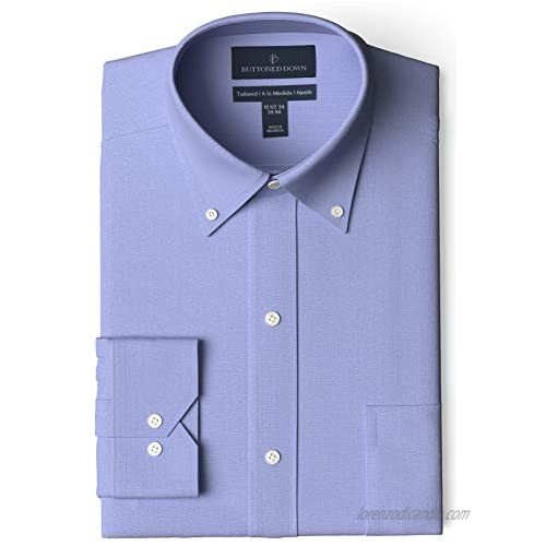  Brand - Buttoned Down Men's Tailored-Fit Button Collar Pinpoint Non-Iron Dress Shirt  Blue  17.5" Neck 36" Sleeve
