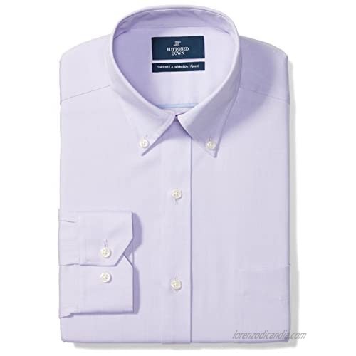 Brand - Buttoned Down Men's Tailored-Fit Button Collar Pinpoint Non-Iron Dress Shirt Purple 17 Neck 37 Sleeve