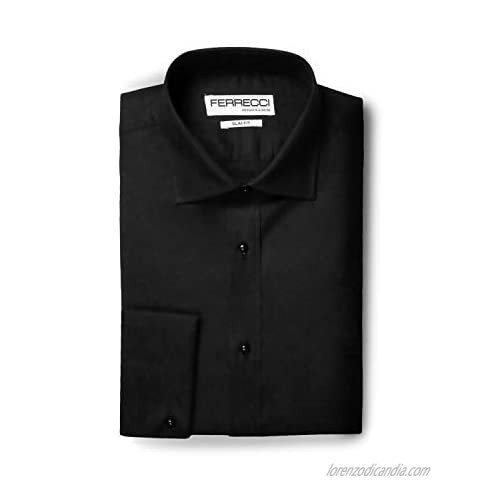 Ferrecci Men's Venice Slim Fit Pique Lay Down Collar Formal Dress Shirt