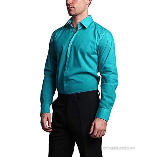 G-Style USA Men's Slim Fit Dress Shirt - Turquoise - XL/17-17.5/36-37