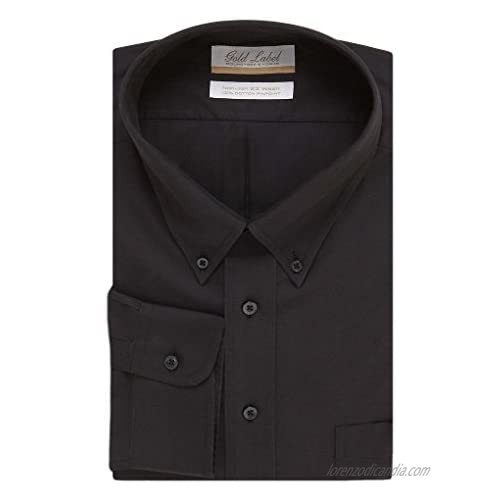 Gold Label Roundtree & Yorke Big & Tall Non-Iron Full-Fit Button-Down Collar Solid Dress Shirt G16A0061 Black