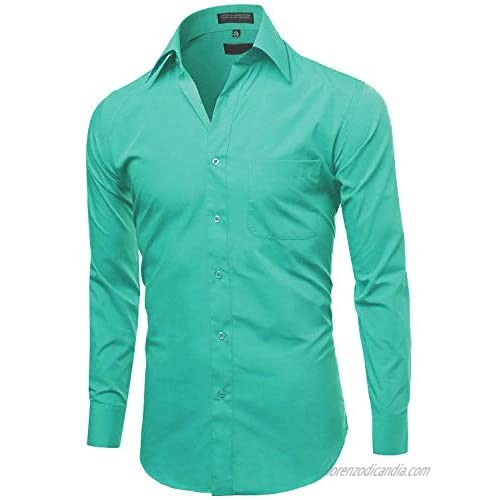 Men's Classic Fit Long Sleeve Wrinkle Resistant Button Down Premium Dress Shirt