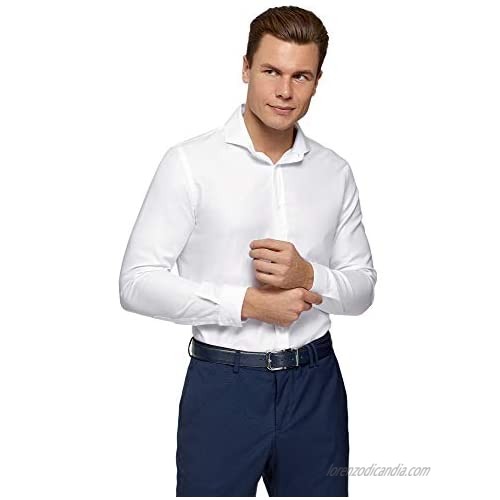 oodji Ultra Men's Basic Cotton Shirt  White  17