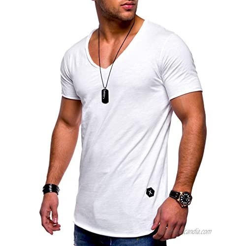 kaimimei Men's Casual T Shirts Bodybuilding Workout V-Neck Shirts Solid Color Fitness Sports Short Tee Shirt Top