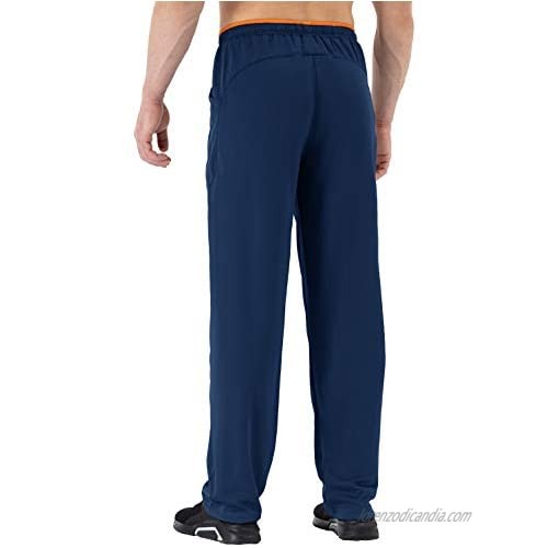 BGOWATU Men's Yoga Sweatpants Open Bottom Quick Dry Joggers Running Casual Loose Fit Athletic Pants with Pockets