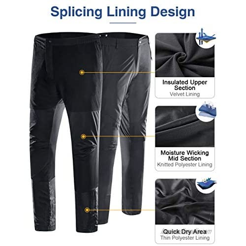 CAMEL CROWN Men's Snow Ski Pants Windproof Waterproof Outdoor Hiking Pants with Zipper Pockets