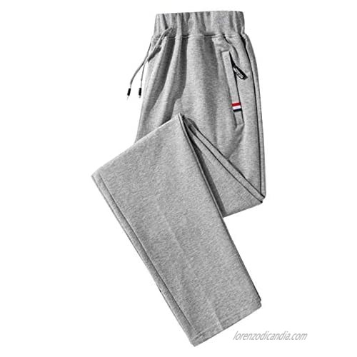 Flygo Men's Drawstring Waist Workout Yoga Track Pants Casual Cotton Open-Bottom Sweatpants