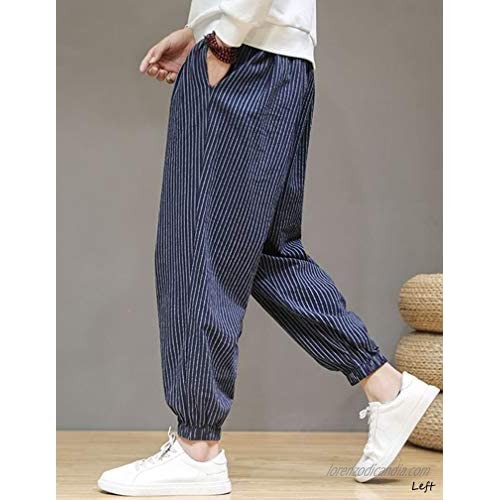 Lavnis Men's Harem Pants Cotton Elastic Waist Baggy Trousers Loose Comfy Drawstring Pants