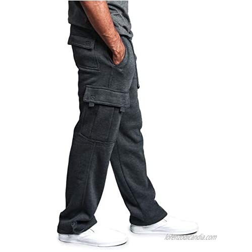 Mens Fleece Lined Sweatpants Casual Cargo Jogger Sweats Loose Fit Pants with Pockets